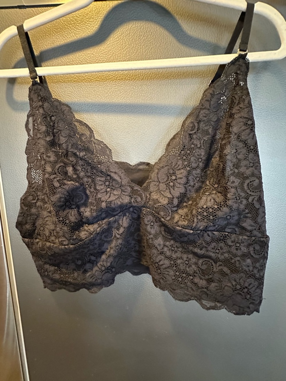 We Are Hah Size. XL Lace Bralette Top - Charcoal Gray